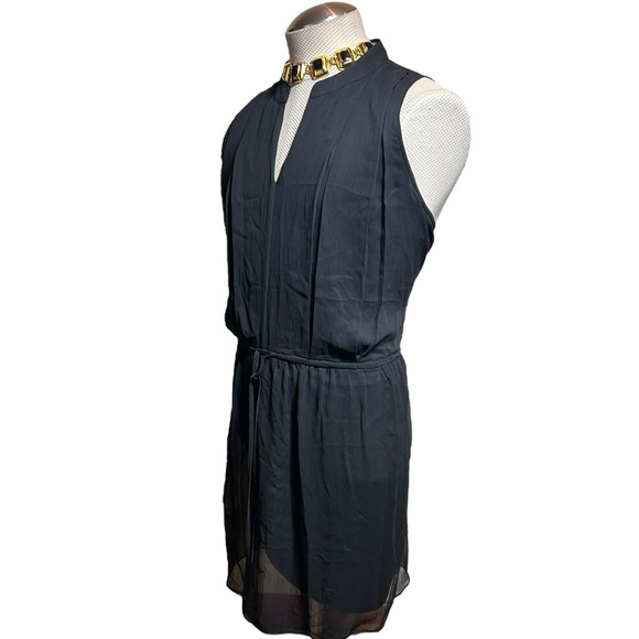 NINE WEST Women's V-Neck Tie Waist Dress Sheer with Underlay Size XXL - Picture 2 of 13